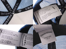Load image into Gallery viewer, 新品未使用 CHROME HEARTS クロムハーツ トラッカーキャップ CHクロスパッチ ONE SIZE メッシュ ブルー シルバー925 中古 4c0073855