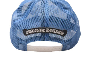 新品未使用 CHROME HEARTS クロムハーツ トラッカーキャップ CHクロスパッチ ONE SIZE メッシュ ブルー シルバー925 中古 4c0073855