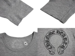 新品未使用 CHROMEHEARTS クロムハーツ ホースシュー 長袖Tシャツ サーマル アームプリント クルーネック グレー サイズXL 中古 4c073858