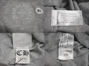 新品未使用 CHROMEHEARTS クロムハーツ ホースシュー 長袖Tシャツ サーマル アームプリント クルーネック グレー サイズXL 中古 4c073858