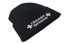 Load image into Gallery viewer, 新品未使用 CHROME HERTS クロムハーツ WOOL WATCH CAP ウールワッチキャップ ロゴ刺繍ビーニー ニットキャップ 帽子 ブラック ホワイト 中古 4c073861