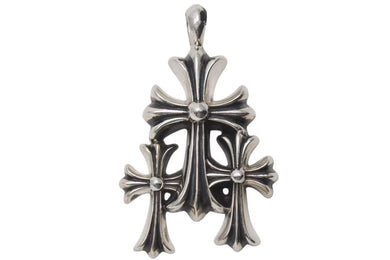 新品同様 CHROME HEARTS クロムハーツ 3 CH CRS SML トリプルCHクロススモール シルバーネックレストップ シルバー925 中古 4c073862