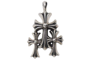 新品同様 CHROME HEARTS クロムハーツ 3 CH CRS SML トリプルCHクロススモール シルバーネックレストップ シルバー925 中古 4c073862