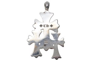 新品同様 CHROME HEARTS クロムハーツ 3 CH CRS SML トリプルCHクロススモール シルバーネックレストップ シルバー925 中古 4c073862