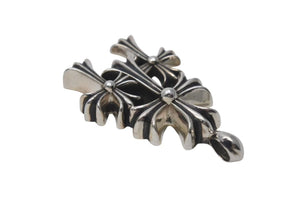 新品同様 CHROME HEARTS クロムハーツ 3 CH CRS SML トリプルCHクロススモール シルバーネックレストップ シルバー925 中古 4c073862