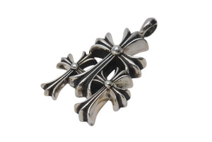 新品同様 CHROME HEARTS クロムハーツ 3 CH CRS SML トリプルCHクロススモール シルバーネックレストップ シルバー925 中古 4c073862