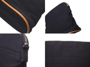 HERMES エルメス ポリードポーチ20 ハイビスカス コスメティックポーチ ブラック シルバー金具 美品 中古 4c073868