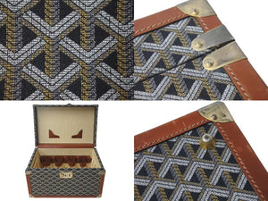 GOYARD Vanity Case, Vintage, Black and Brown Canvas and Leather with Gold Hardware, Excellent Condition, Pre-Owned, Item Number 4c073869 