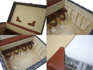 GOYARD Vanity Case, Vintage, Black and Brown Canvas and Leather with Gold Hardware, Excellent Condition, Pre-Owned, Item Number 4c073869 