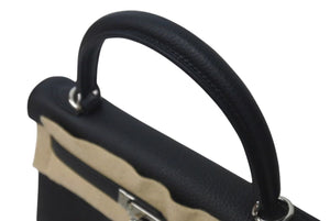 新品未使用 HERMES エルメス ケリー25 W刻印 2025年購入品 内縫い 黒 トゴ シルバー金具 中古 4c073870