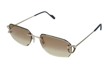 Load image into Gallery viewer, 新品未使用 Cartier カルティエ シグネチャー スムース ゴールドフィニッシュ サングラス ツーポイント ESW00682 ブラウン 中古 4c073872