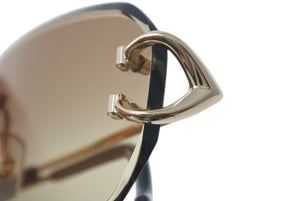 新品未使用 Cartier カルティエ シグネチャー スムース ゴールドフィニッシュ サングラス ツーポイント ESW00682 ブラウン 中古 4c073872