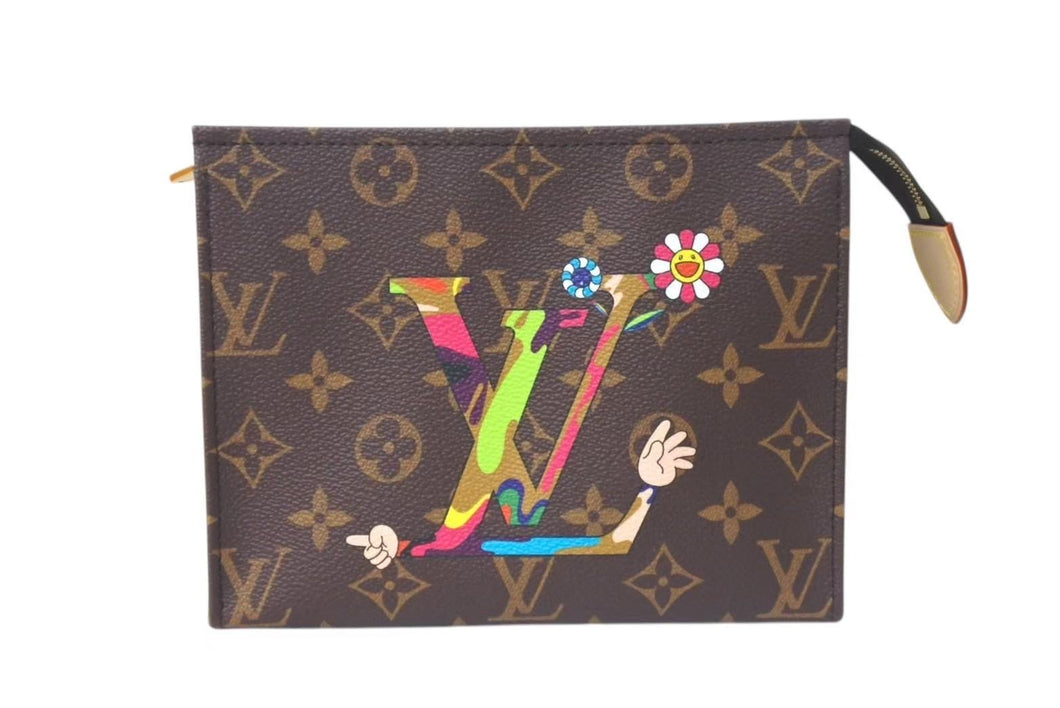 新品未使用 LOUIS VUITTON ルイヴィトン LV × TM トリオ ポッシュ トワレ ポーチ M13762 モノグラム LVハンド 新作 村上隆 中古 4c073874
