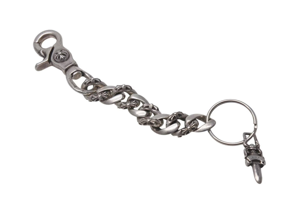 CHROME HEARTS クロムハーツ CLIP CHAIN FANCY LONG ファンシー ロングクリップ キーチェーン 8リンク ダガー 重量約85.0g 美品 中古 4c073886