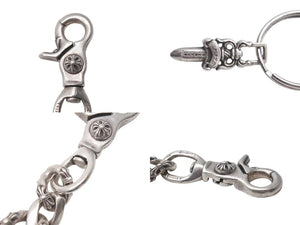 CHROME HEARTS クロムハーツ CLIP CHAIN FANCY LONG ファンシー ロングクリップ キーチェーン 8リンク ダガー 重量約85.0g 美品 中古 4c073886