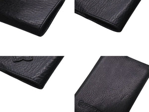 極美品 CHROME HEARTS クロムハーツ セメタリークロスパッチ ブックカバー 3パッチ ブラック レザー エンボスロゴ 中古 4c073888