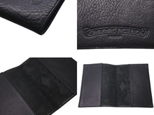 Load image into Gallery viewer, 極美品 CHROME HEARTS クロムハーツ セメタリークロスパッチ ブックカバー 3パッチ ブラック レザー エンボスロゴ 中古 4c073888