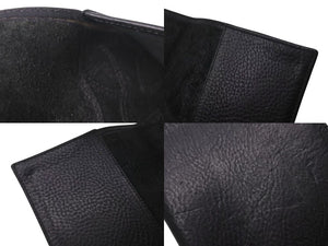 極美品 CHROME HEARTS クロムハーツ セメタリークロスパッチ ブックカバー 3パッチ ブラック レザー エンボスロゴ 中古 4c073888