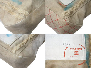 極美品 CHANEL シャネル トートバッグ グラフィティ アクト2 ブリコラージュ 19番台 2014年春夏 コットンキャンバス ブラウン 中古 4c073894