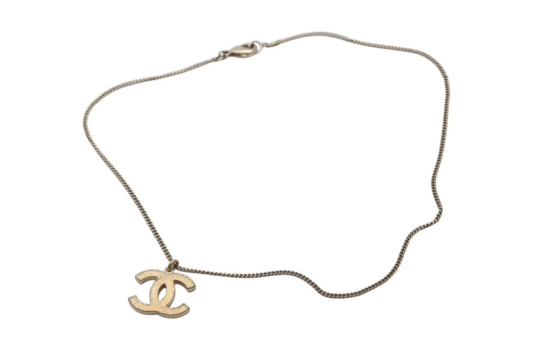 極美品 CHANEL シャネル ココマーク ネックレス アクセサリー ゴールドラメ 07A刻印 GP ゴールド 中古 4c073896