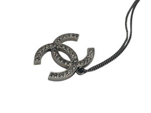 CHANEL シャネル デカココマーク ネックレス アクセサリー 13P刻印 メタル ラインストーン シルバー 美品 中古 4c073897
