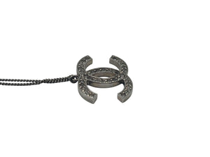 CHANEL シャネル デカココマーク ネックレス アクセサリー 13P刻印 メタル ラインストーン シルバー 美品 中古 4c073897