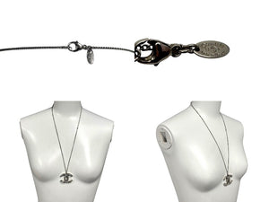 CHANEL シャネル デカココマーク ネックレス アクセサリー 13P刻印 メタル ラインストーン シルバー 美品 中古 4c073897