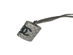 極美品 CHANEL シャネル カンボンライン ネックレス アクセサリー 05C刻印 メタル シルバー ブラック 中古 4c073899