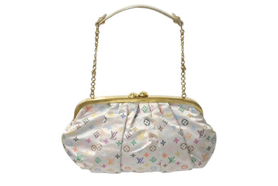 LOUISVUITTON ルイヴィトン オモニエール ハンドバッグ M92060 モノグラムサテン ホワイト マルチカラー ゴールド金具 美品 中古 4c073942