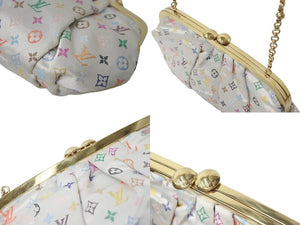 LOUISVUITTON ルイヴィトン オモニエール ハンドバッグ M92060 モノグラムサテン ホワイト マルチカラー ゴールド金具 美品 中古 4c073942