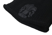 Load image into Gallery viewer, CHROME HEARTS クロムハーツ BSフレア レザーパッチ ニットキャップ ビーニー フレアボール カシミヤ ブラック 美品 中古 4c073946