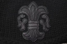 Load image into Gallery viewer, CHROME HEARTS クロムハーツ BSフレア レザーパッチ ニットキャップ ビーニー フレアボール カシミヤ ブラック 美品 中古 4c073946