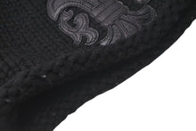 Load image into Gallery viewer, CHROME HEARTS クロムハーツ BSフレア レザーパッチ ニットキャップ ビーニー フレアボール カシミヤ ブラック 美品 中古 4c073946
