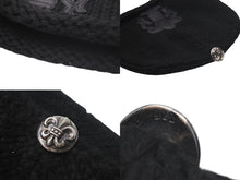Load image into Gallery viewer, CHROME HEARTS クロムハーツ BSフレア レザーパッチ ニットキャップ ビーニー フレアボール カシミヤ ブラック 美品 中古 4c073946