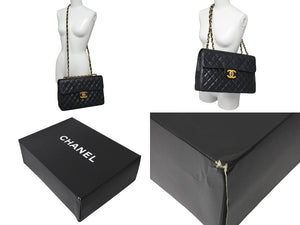 CHANEL シャネル デカマトラッセ チェーンショルダーバッグ シングルフラップ 3番台 ブラック ゴールド金具 美品 中古 4c073948