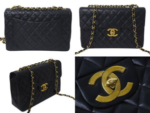 CHANEL シャネル デカマトラッセ チェーンショルダーバッグ シングルフラップ 3番台 ブラック ゴールド金具 美品 中古 4c073948