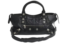 Load image into Gallery viewer, BALENCIAGA バレンシアガ ザジャイアントパートタイム エディターズバック 2WAYバッグ 173082 ブラック シルバー金具 美品 中古 4c073954