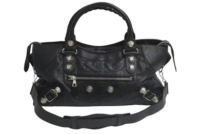 BALENCIAGA バレンシアガ ザジャイアントパートタイム エディターズバック 2WAYバッグ 173082 ブラック シルバー金具 美品 中古 4c073954