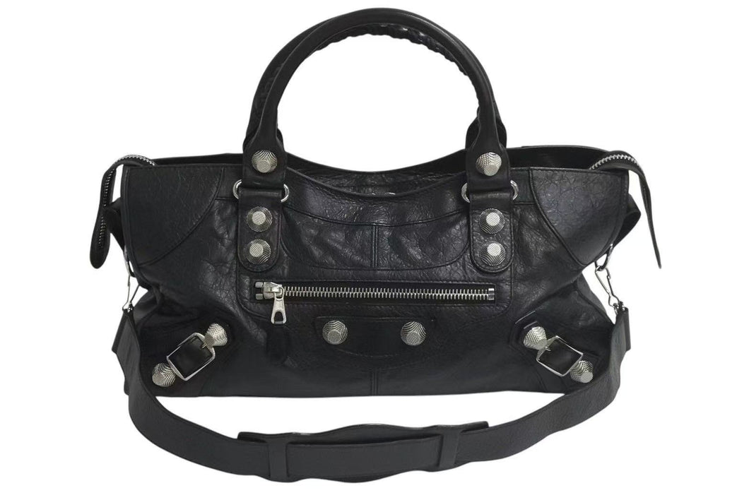BALENCIAGA バレンシアガ ザジャイアントパートタイム エディターズバック 2WAYバッグ 173082 ブラック シルバー金具 美品 中古 4c073954