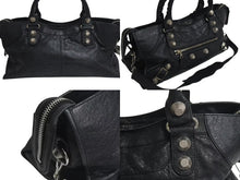 Load image into Gallery viewer, BALENCIAGA バレンシアガ ザジャイアントパートタイム エディターズバック 2WAYバッグ 173082 ブラック シルバー金具 美品 中古 4c073954