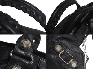 BALENCIAGA バレンシアガ ザジャイアントパートタイム エディターズバック 2WAYバッグ 173082 ブラック シルバー金具 美品 中古 4c073954
