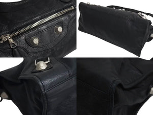 BALENCIAGA バレンシアガ ザジャイアントパートタイム エディターズバック 2WAYバッグ 173082 ブラック シルバー金具 美品 中古 4c073954