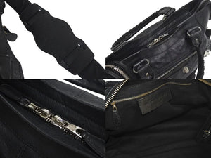 BALENCIAGA バレンシアガ ザジャイアントパートタイム エディターズバック 2WAYバッグ 173082 ブラック シルバー金具 美品 中古 4c073954