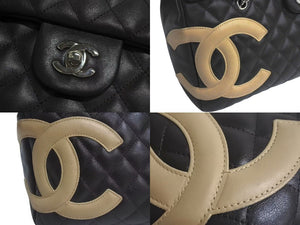 CHANEL シャネル カンボンライン ショルダーバッグ ココマーク 9番台 カーフスキン ブラウン ベージュ シルバー金具 美品 中古 4c073958