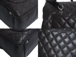 CHANEL シャネル カンボンライン ショルダーバッグ ココマーク 9番台 カーフスキン ブラウン ベージュ シルバー金具 美品 中古 4c073958