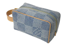 Load image into Gallery viewer, 新品同様 LOUIS VUITTON ルイヴィトン ロッカードップキット ハンドバッグ N40753 ダミエデニム ブルー ブラウン ゴールド 中古 4c073960
