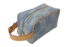新品同様 LOUIS VUITTON ルイヴィトン ロッカードップキット ハンドバッグ N40753 ダミエデニム ブルー ブラウン ゴールド 中古 4c073960