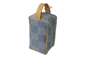 新品同様 LOUIS VUITTON ルイヴィトン ロッカードップキット ハンドバッグ N40753 ダミエデニム ブルー ブラウン ゴールド 中古 4c073960
