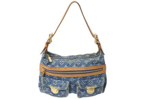 Load image into Gallery viewer, LOUIS VUITTON ルイヴィトン バギーPM ショルダーバッグ M95049 モノグラムデニム ヌメ革 ブルー ゴールド 美品 中古 4c073961