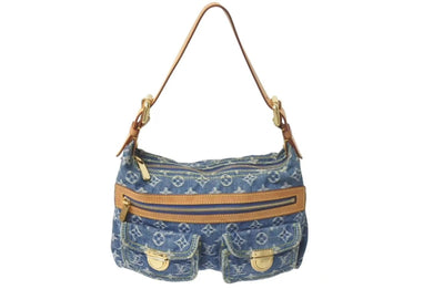 LOUIS VUITTON ルイヴィトン バギーPM ショルダーバッグ M95049 モノグラムデニム ヌメ革 ブルー ゴールド 美品 中古 4c073961
